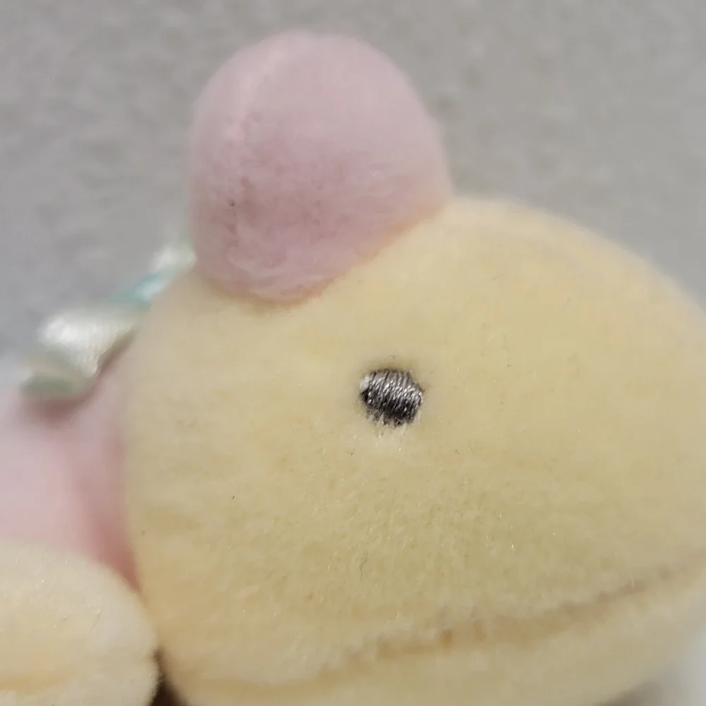 1999 Vintage Kids II Baby Ring Rattle Blue Pink Yellow Duck Plush Toy